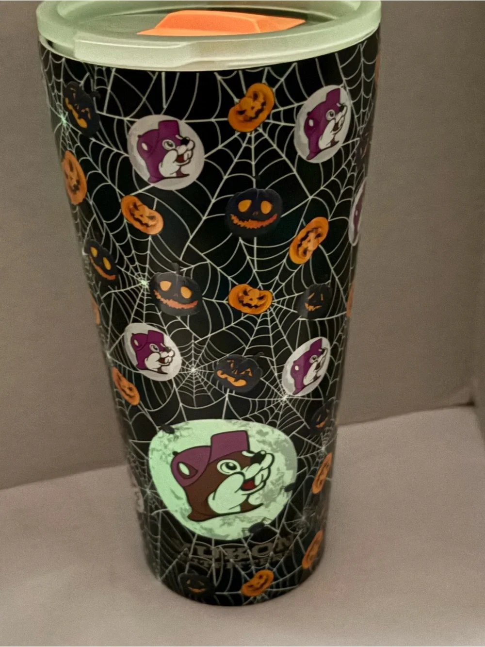 Buc-ee's Halloween tumbler Yukon Outfitters festive glow-in-the-dark spiderweb